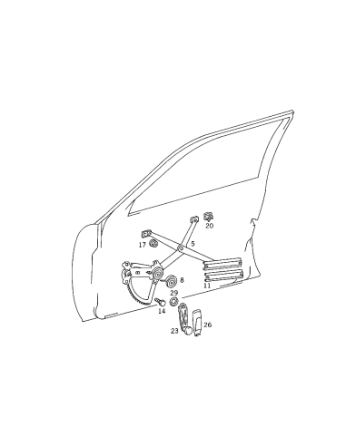 Lève-vitre manuel avant gauche d'origine Mercedes-Benz W124 NEUF – A1247201746