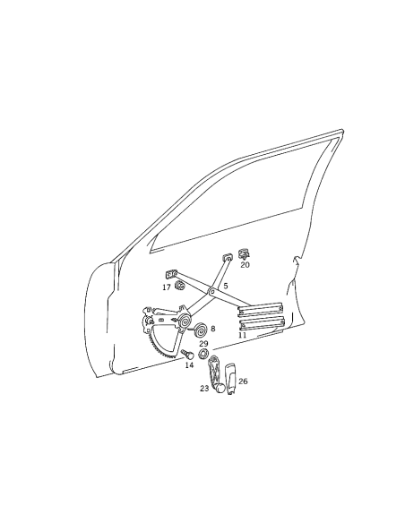 Novo Regulador de Vidro Manual Dianteiro Esquerdo Original Mercedes-Benz W124 – A1247201746