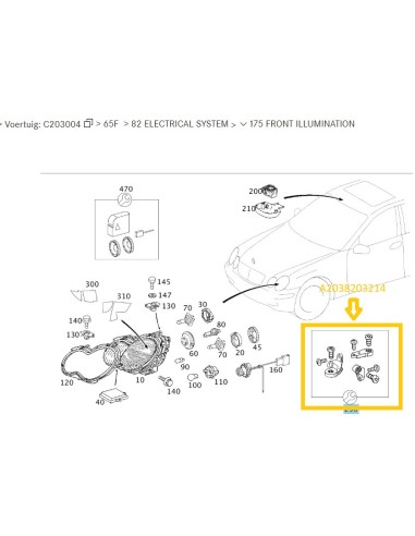 Mercedes-Benz A2038203214 – Reparatursatz für die Halterung des rechten Scheinwerfers