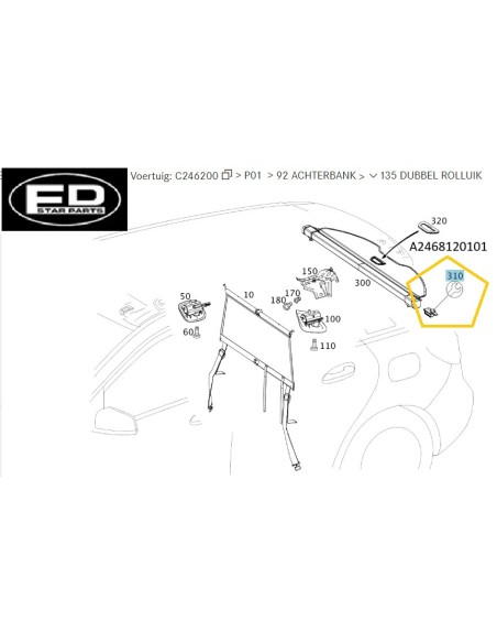 Mercedes-Benz A2468120101 – Pasador de montaje de la tapa del compartimento de equipaje izquierdo (trasero izquierdo)