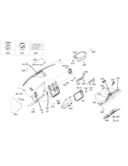 Origineel Mercedes-Benz A1766800007 9051 Instrumentenpaneel middenkap zwart – Nieuw OEM-onderdeel