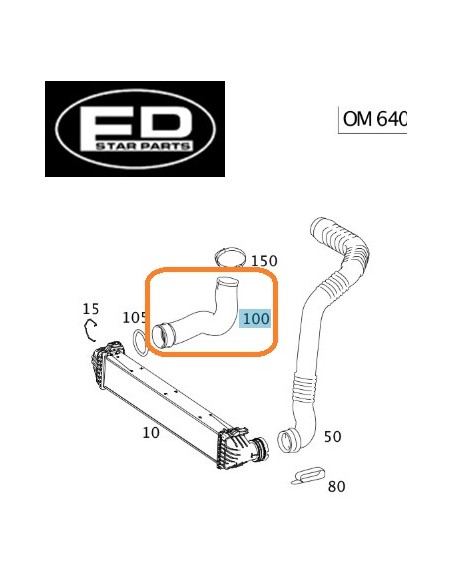 Mangueira de admissão de ar do motor genuína Mercedes-Benz – A1695280482
