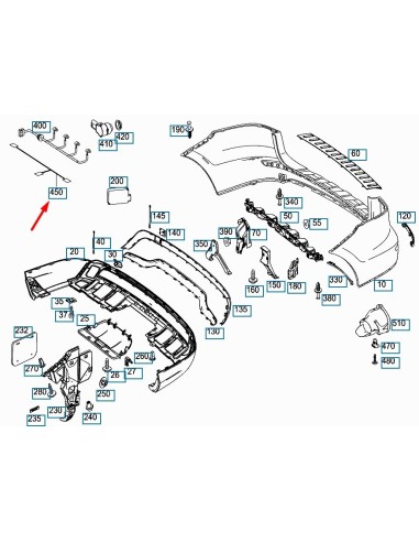 Mercedes ML GLE W166 Rear Sensor Wiring A1664401532