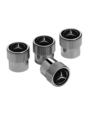 Lot de 4 bouchons de valve d'origine OEM Mercedes-Benz noirs