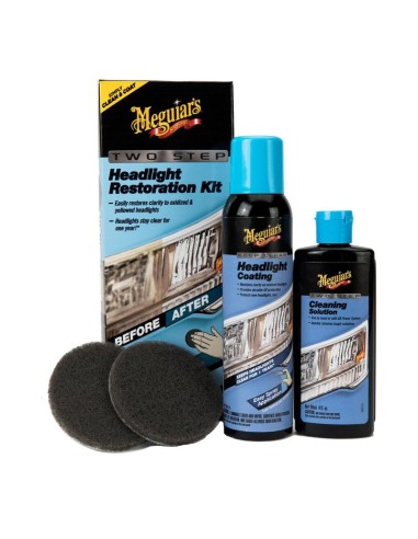 Kit de restauration de phares Meguiars Perfect Clarity (nettoyant 118 ml/revêtement 118 ml/2 tampons)